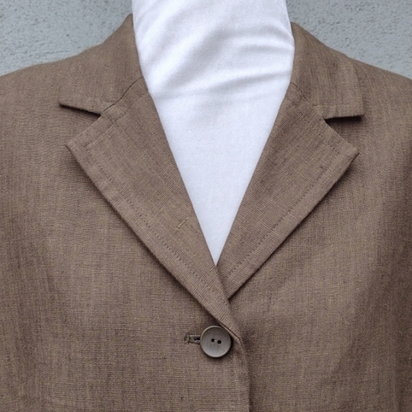 Vintage Jones Wear Brown Linen Blazer 10 - Picture 4 of 8